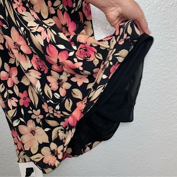 Charter Club Silk Floral Print Round Neck Sleeveless Maxi Dress Black Size 8 - Picture 9 of 9